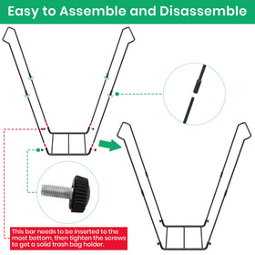 TreeLen Leaf Bag Holder with large opening simplifies collecting grass and leaves.