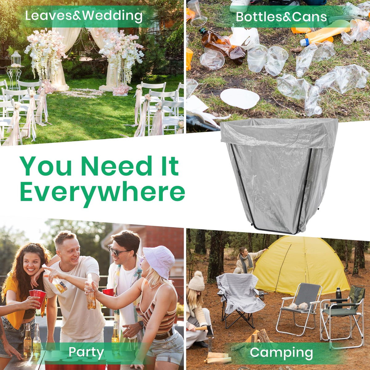 TreeLen Leaf Bag Holder stores easily after use with space-saving design.