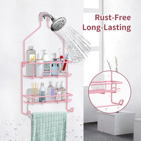 TreeLen pink bathroom decor adds cute style and practical storage