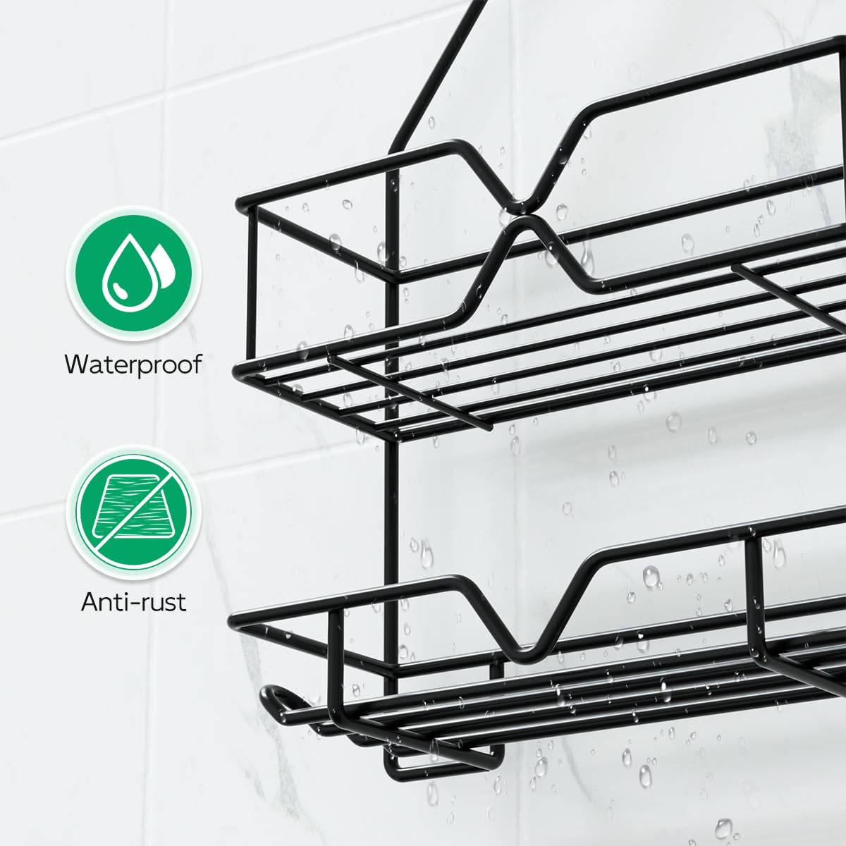 TreeLen rustproof coated steel wires resist corrosion in wet bathrooms.