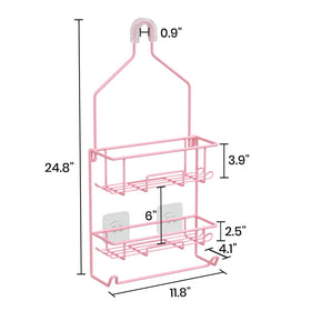 TreeLen pink over-head install keeps essentials reachable in shower
