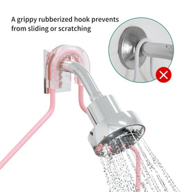 TreeLen pink shower caddy shelf holds bottles within reach