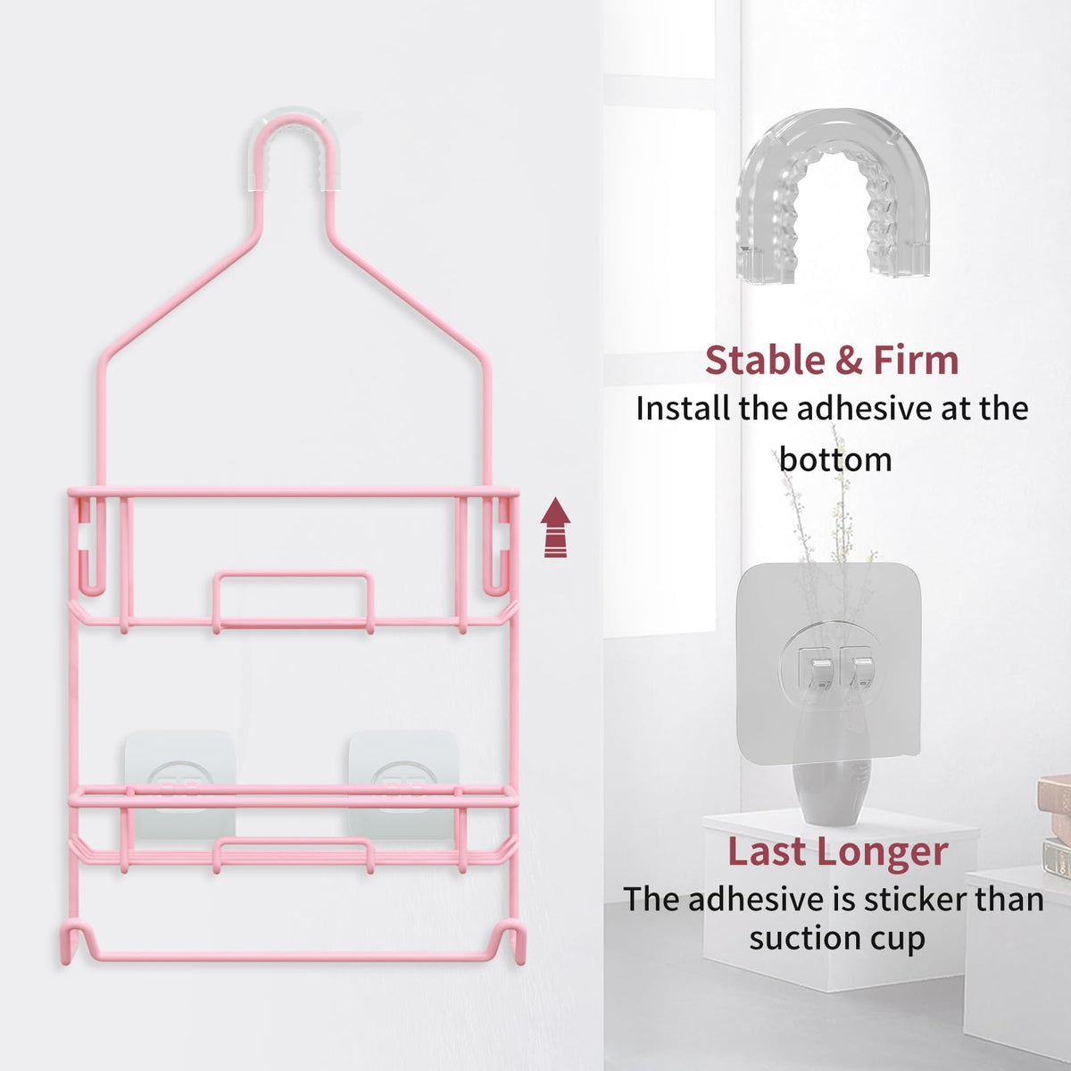 TreeLen pink towel bar keeps towels dry and neat