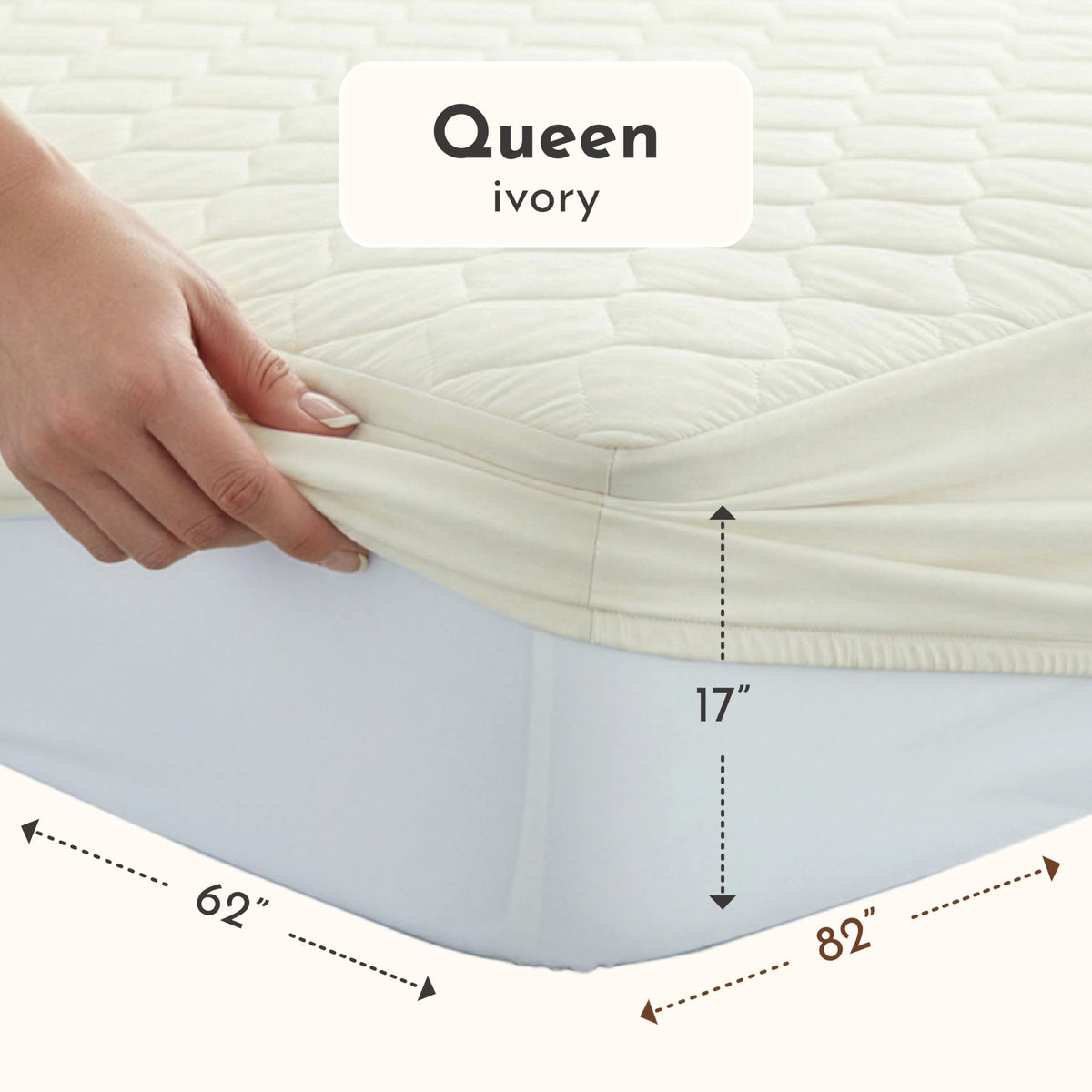 Treescend organic mattress protector closeup quilt shows soft padding guarding against spills.