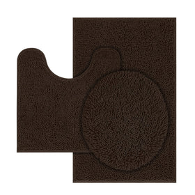 TREETONE chenille bath mat 3-piece set with plush texture for warm feet after a bath.