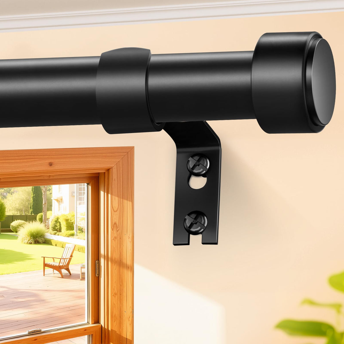 Treije curtain rod extended length fits 72–144 inches for secure window coverage
