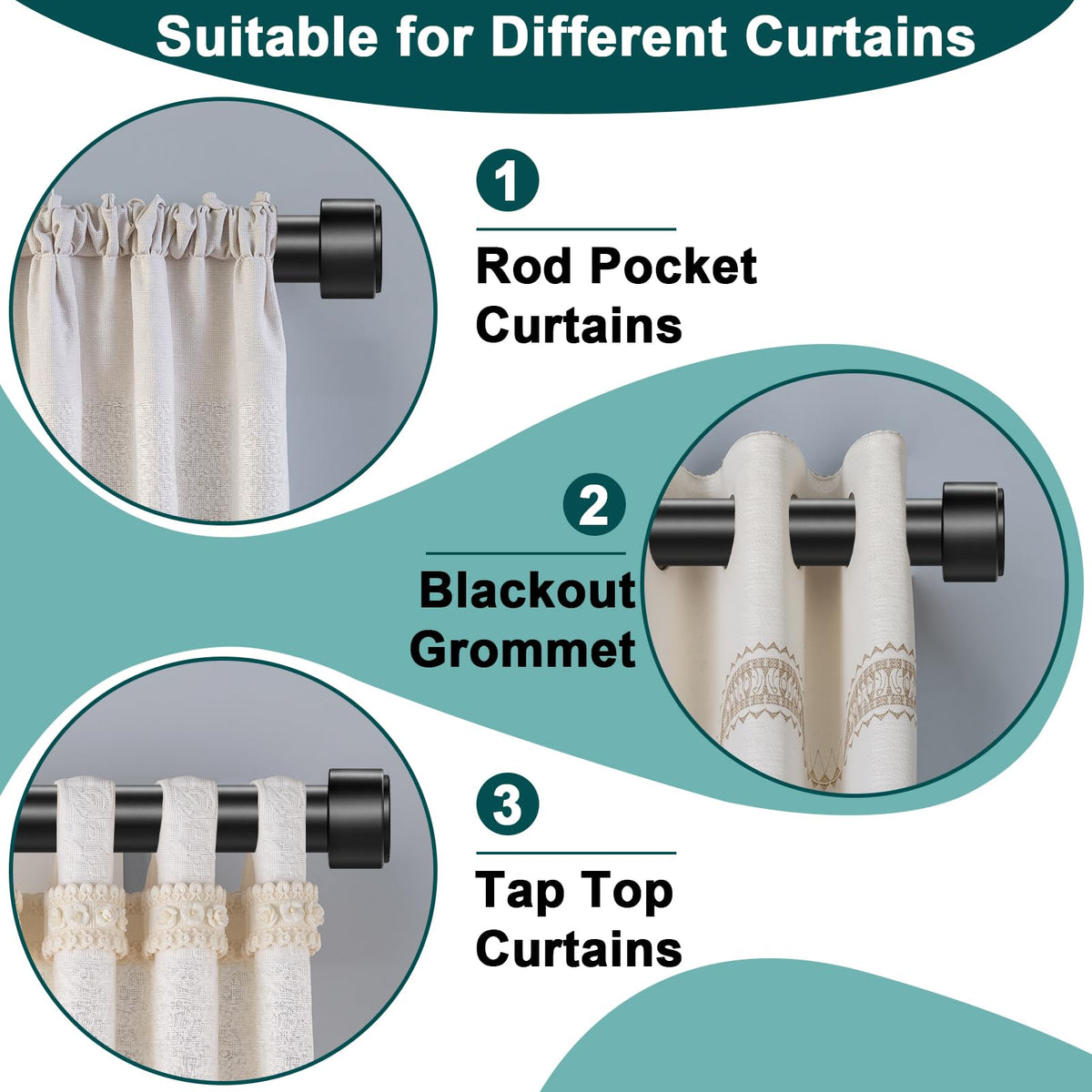 Treije curtain rod includes hardware for quick, tool-friendly installation