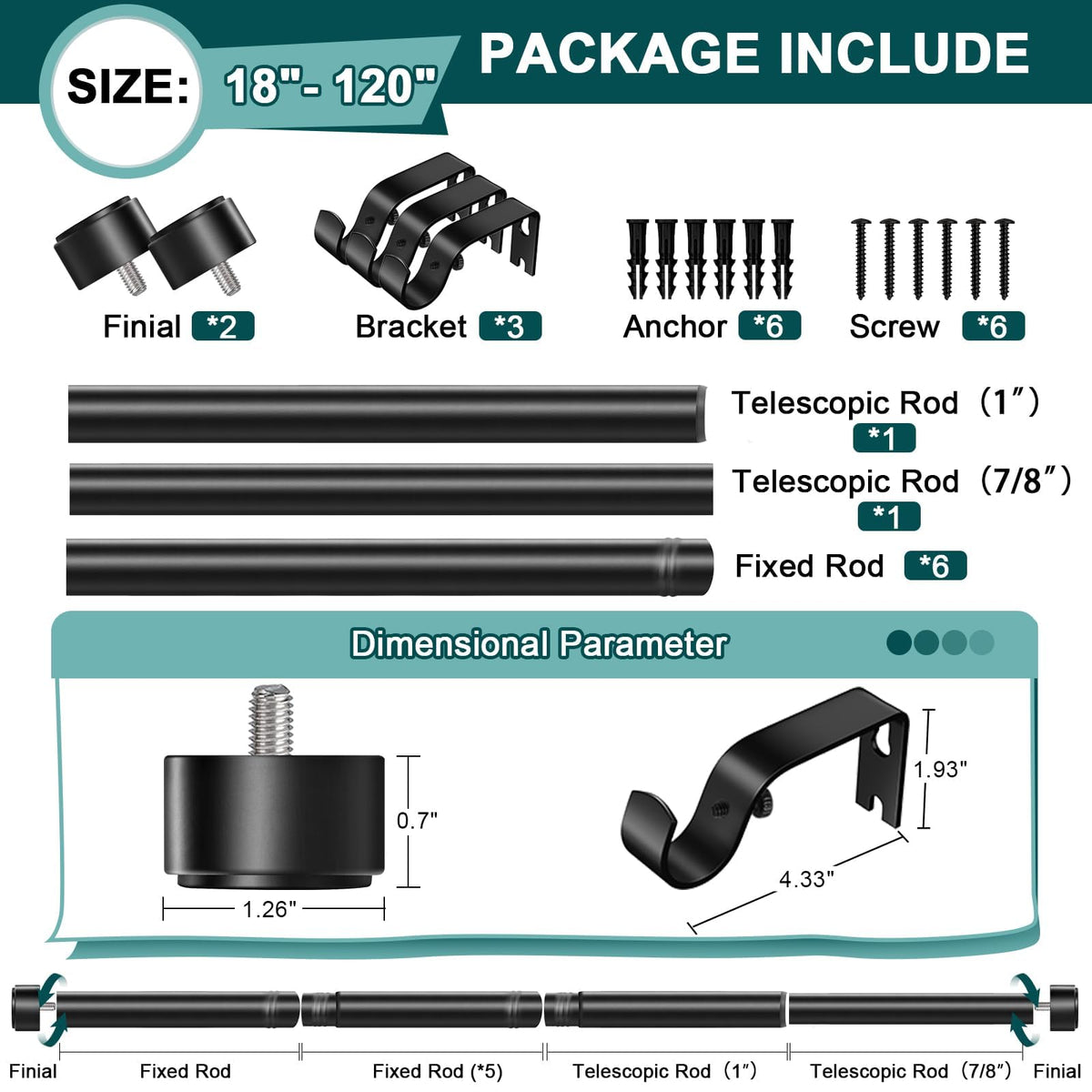 Treije rod supports velvet and blackout curtains with smooth operation.