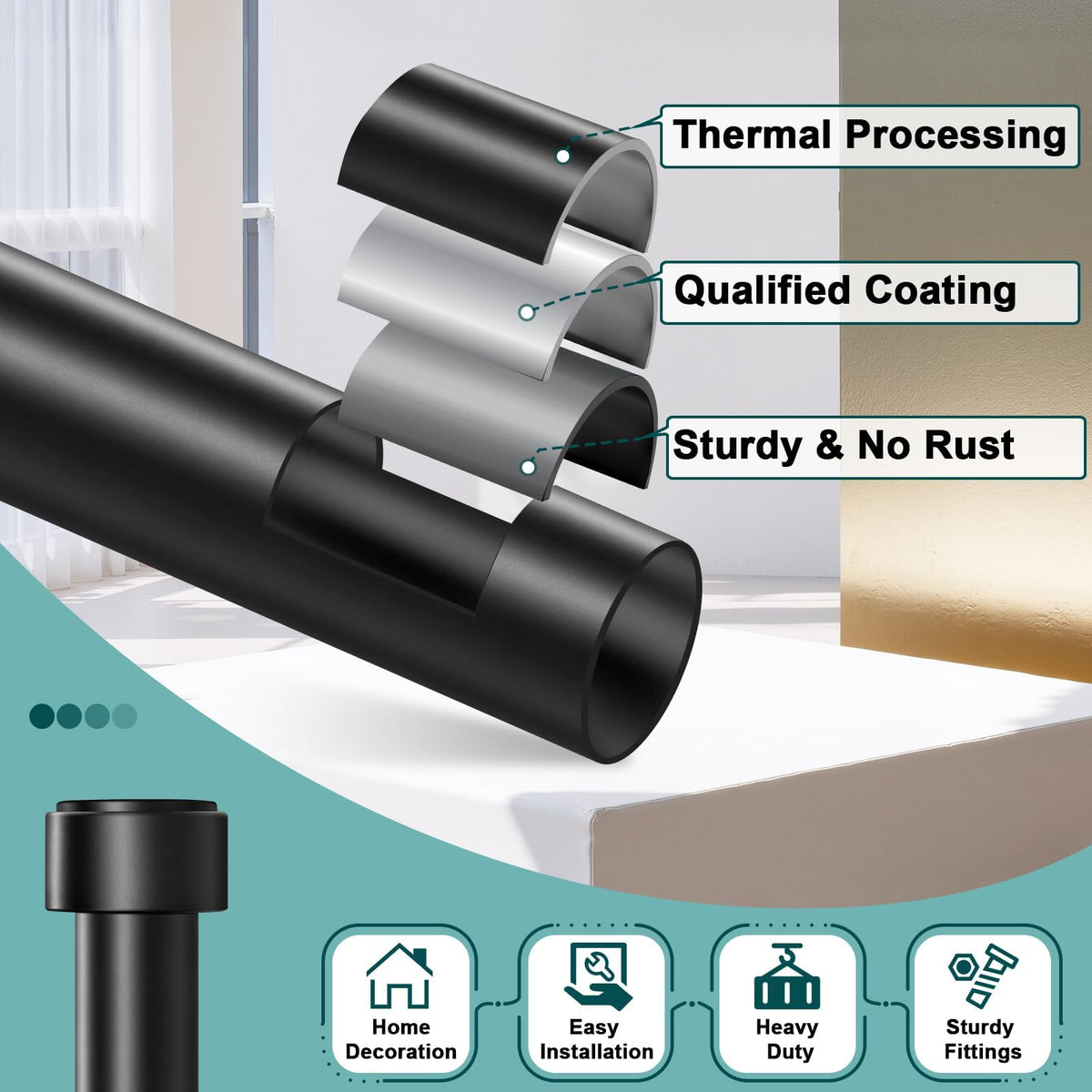 Treije wall-mount hardware included for secure installation.