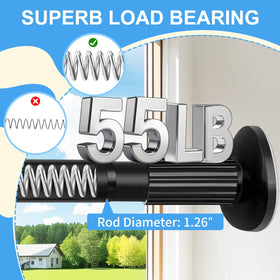 Treije no drill installation rod shown with brackets and wall protection for renters.