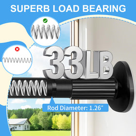 Treije no-drill curtain rod installs without wall holes for renter-friendly use.