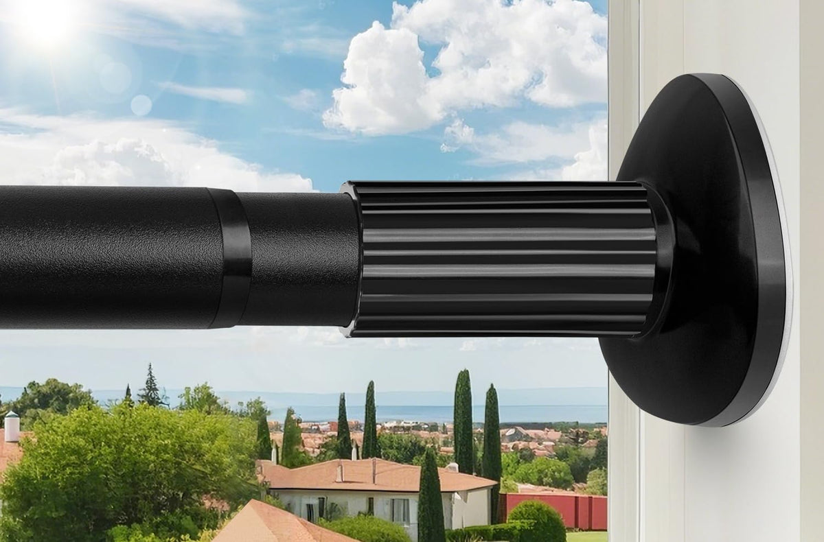 Treije tension curtain rod 51-126 inch, adjustable length for versatile windows.
