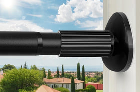 Treije tension curtain rod 51-126 inch, adjustable length for versatile windows.