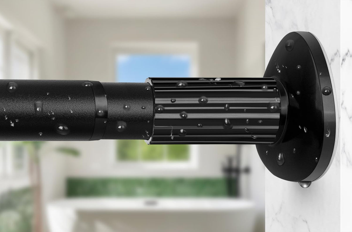 Treije tension rod 51-86 inch, no-drill installation for renter-friendly wall mounting.