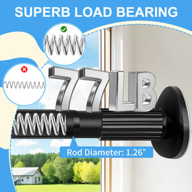 Treije tension rod with outdoor rustproof finish for patios and balconies.