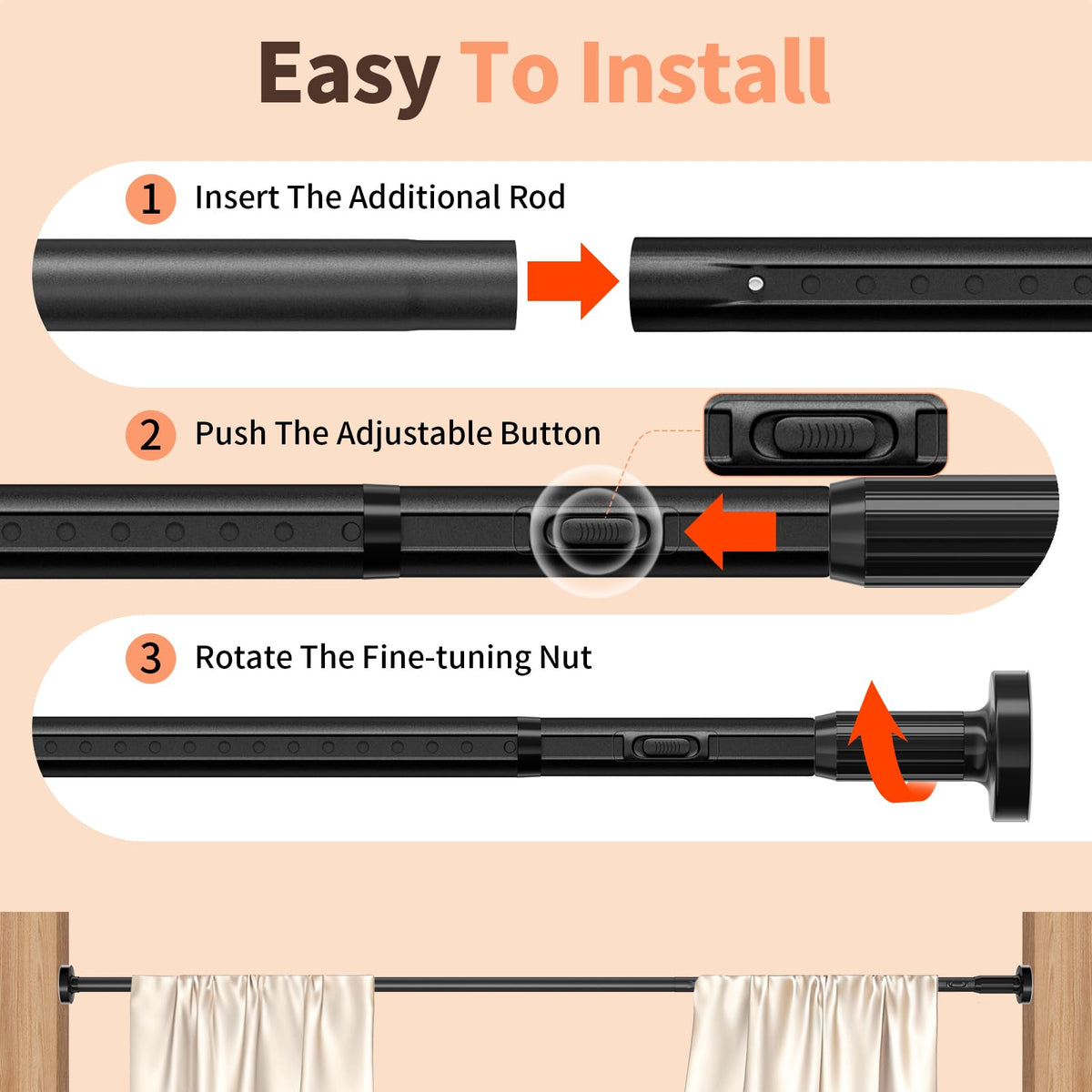 Treije tension rod waterproof design suitable for outdoor and damp areas.