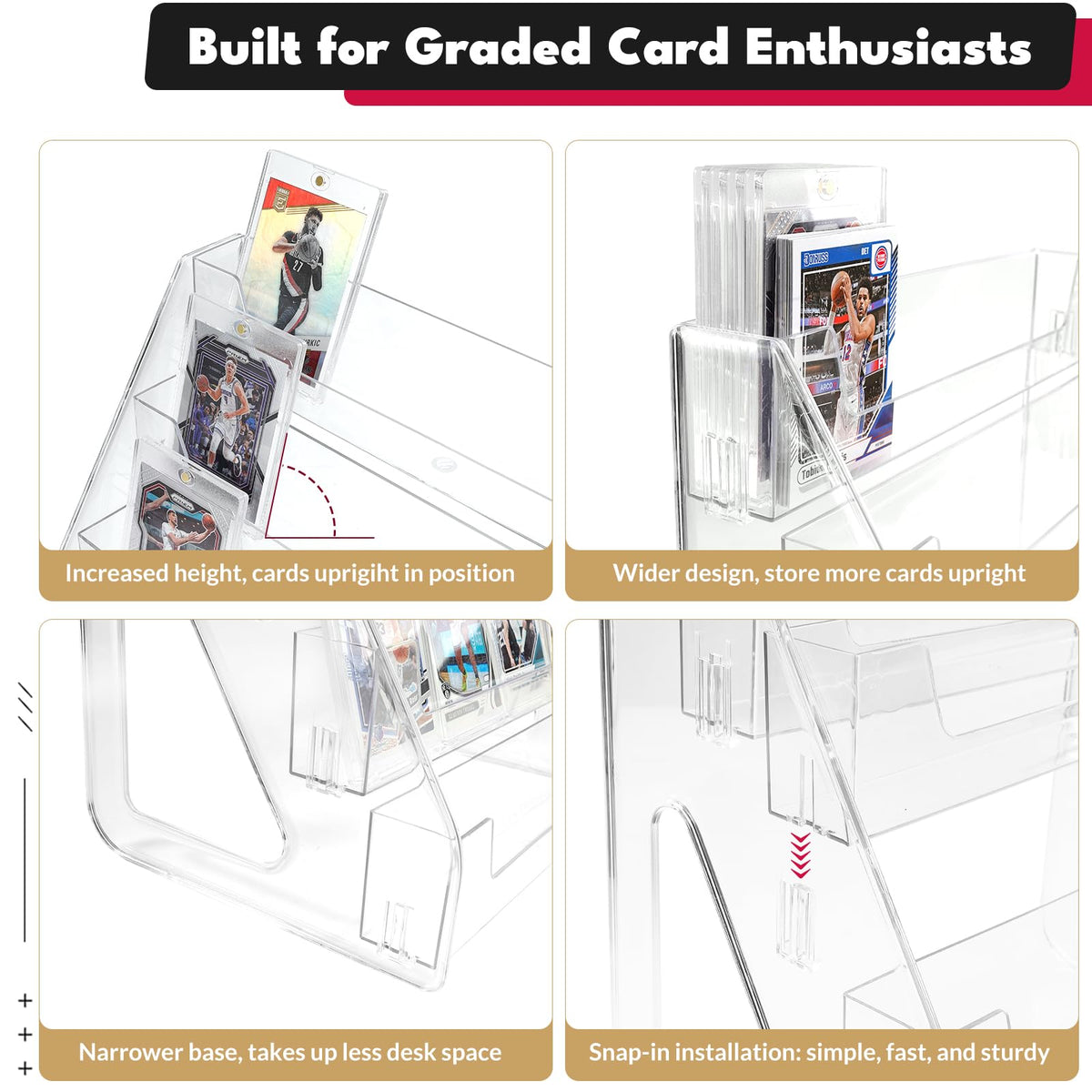 TrendTrust compact vertical display saves desk space without sacrificing visibility.