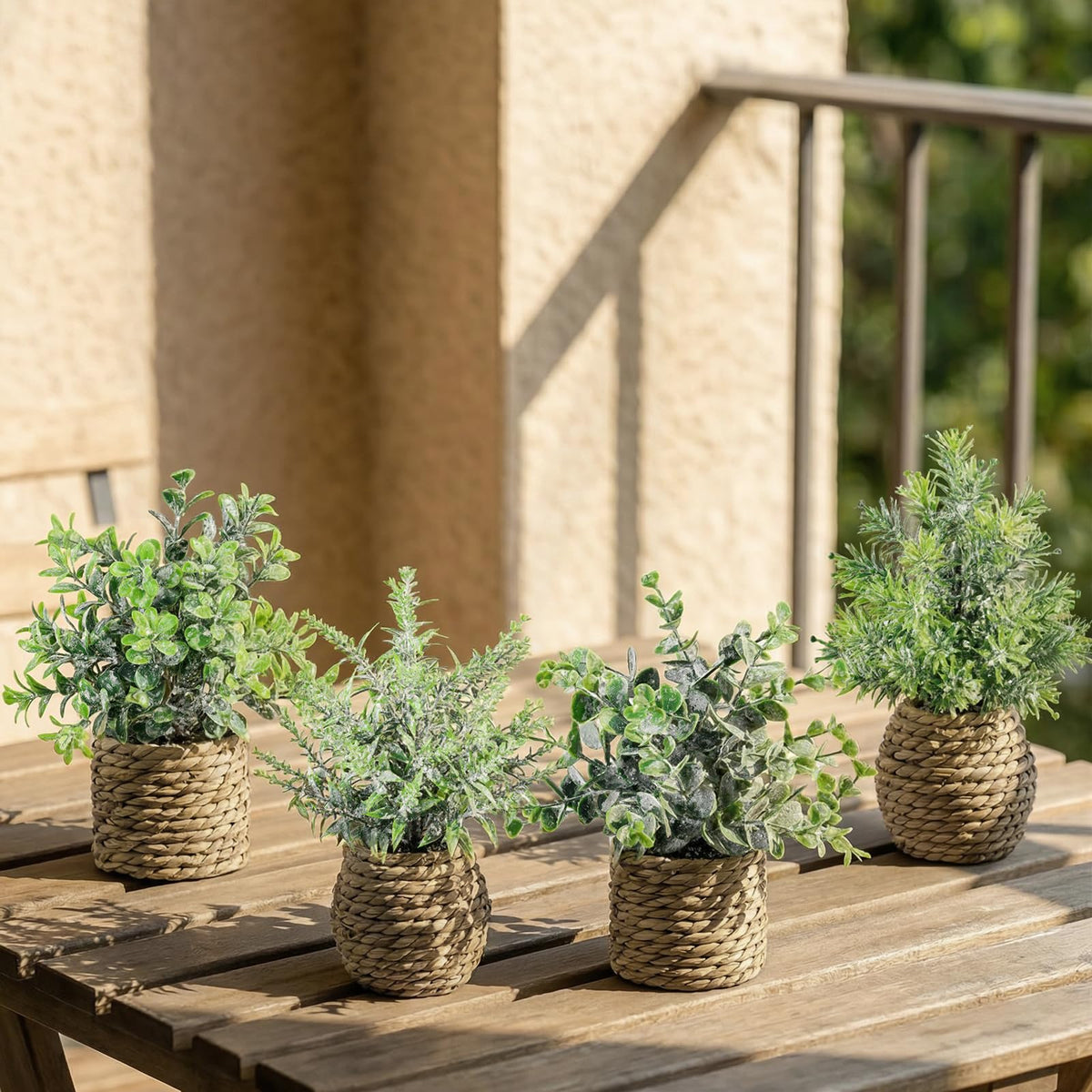 Treory 4-pack neutral-tone greenery transforms bathroom, bedroom, or office space.