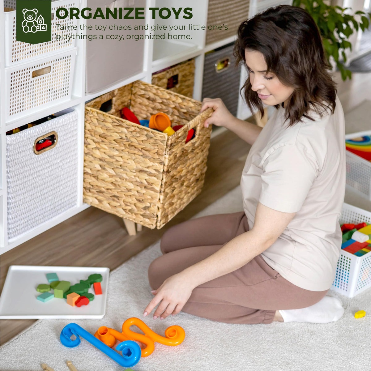TREVIETDECOR kids room toy storage basket helps keep play areas tidy.