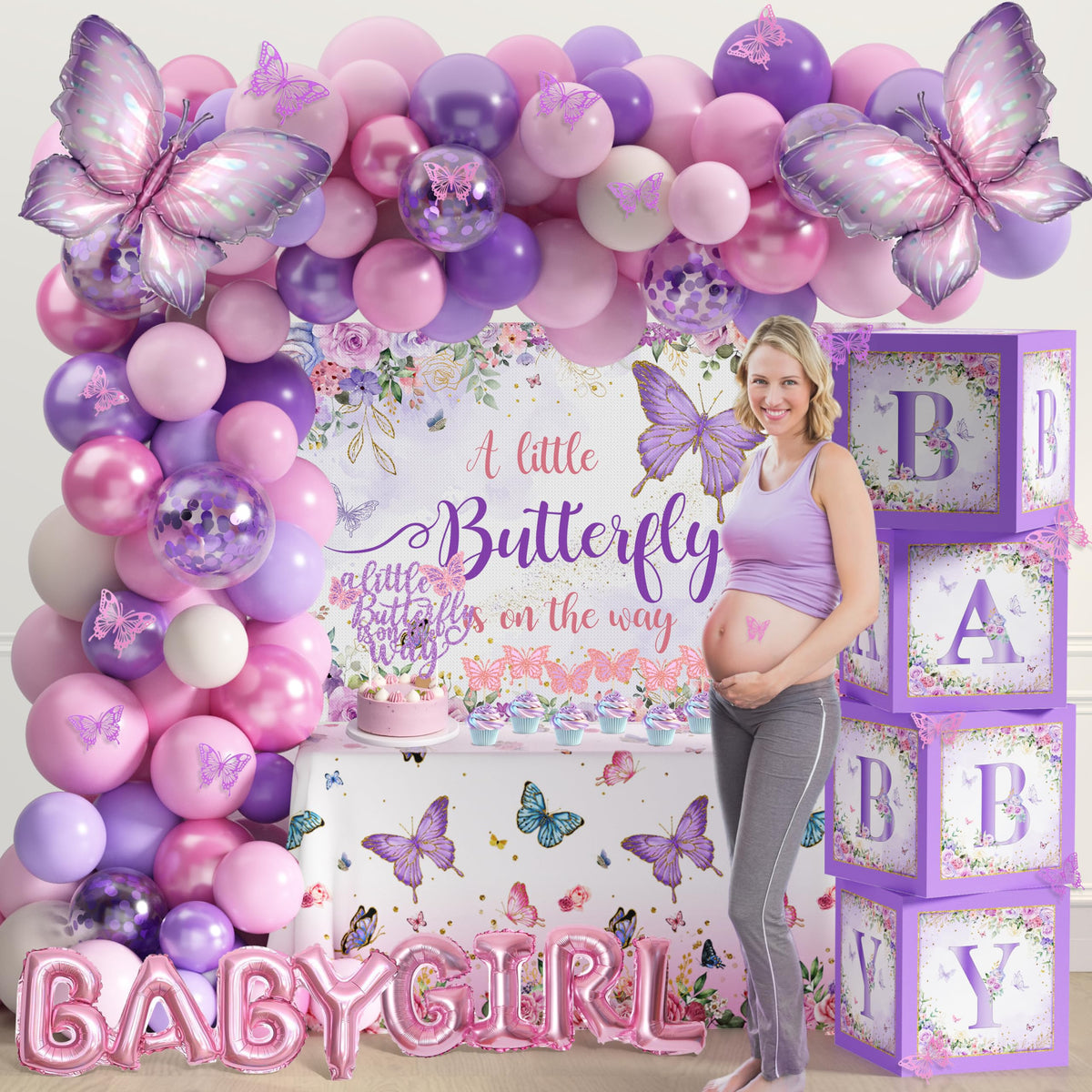 TREWAVE baby girl foil balloon complements pink-purple theme for a delicate centerpiece
