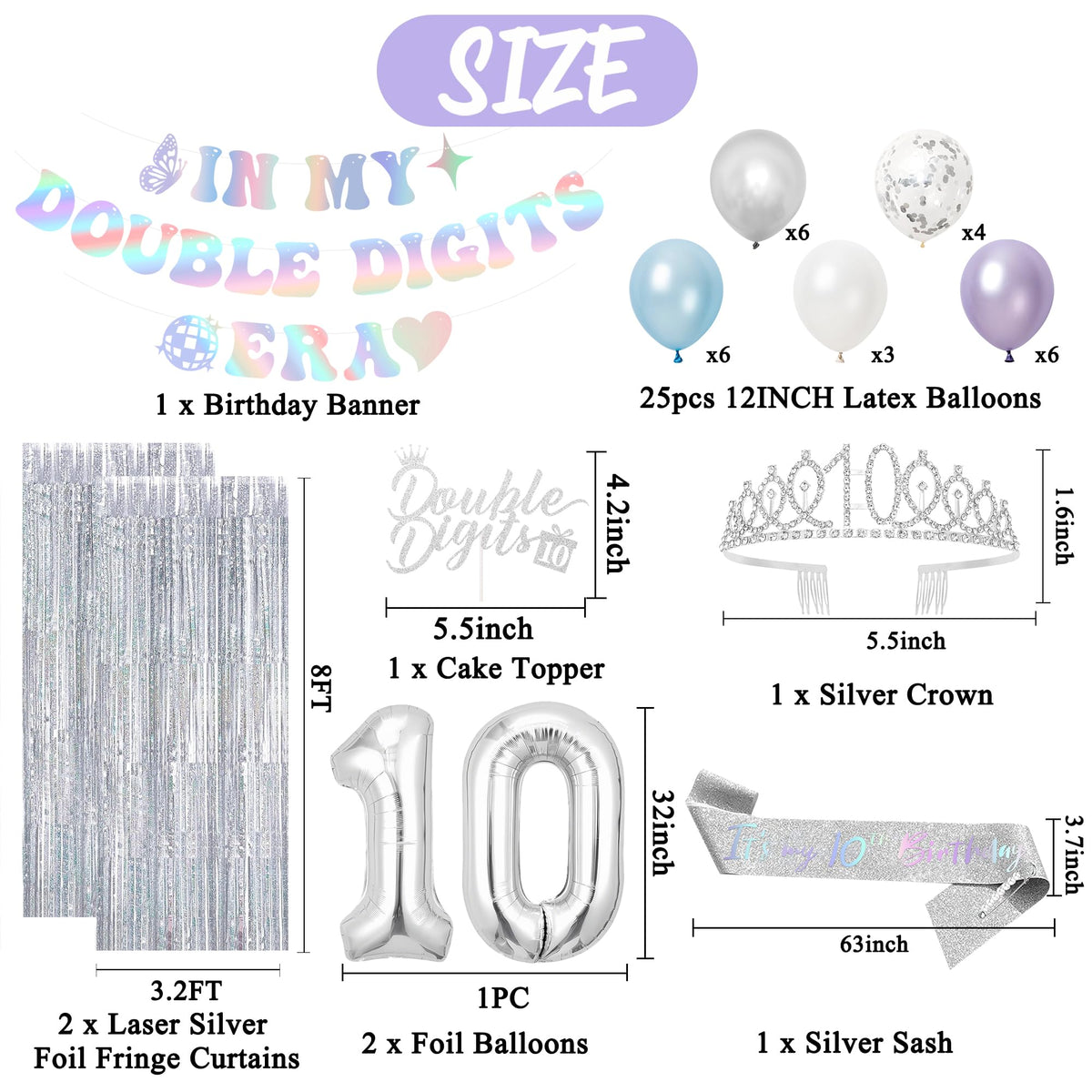 Trgowaul 10th birthday sash adds sparkle to outfits.