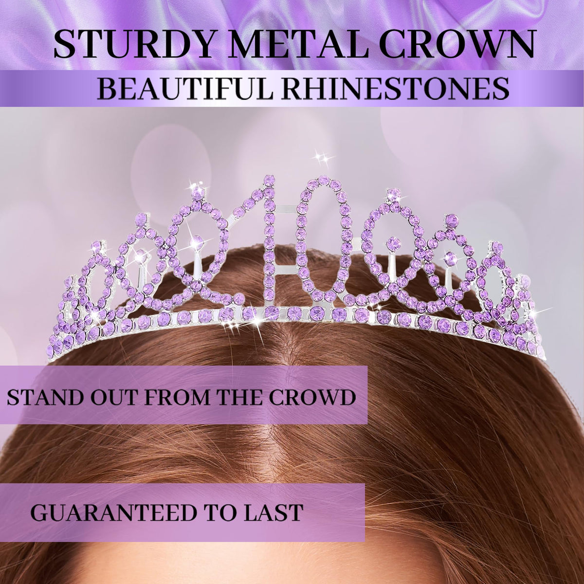 Trgowaul 10th crown elevates dress-up moments with rhinestones and secure combs.