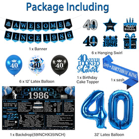 Trgowaul 1986 banner black blue for a stylish milestone party décor.