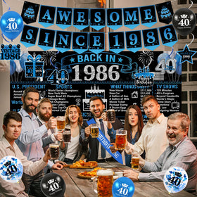 Trgowaul 40th birthday decor set provides cohesive party styling.