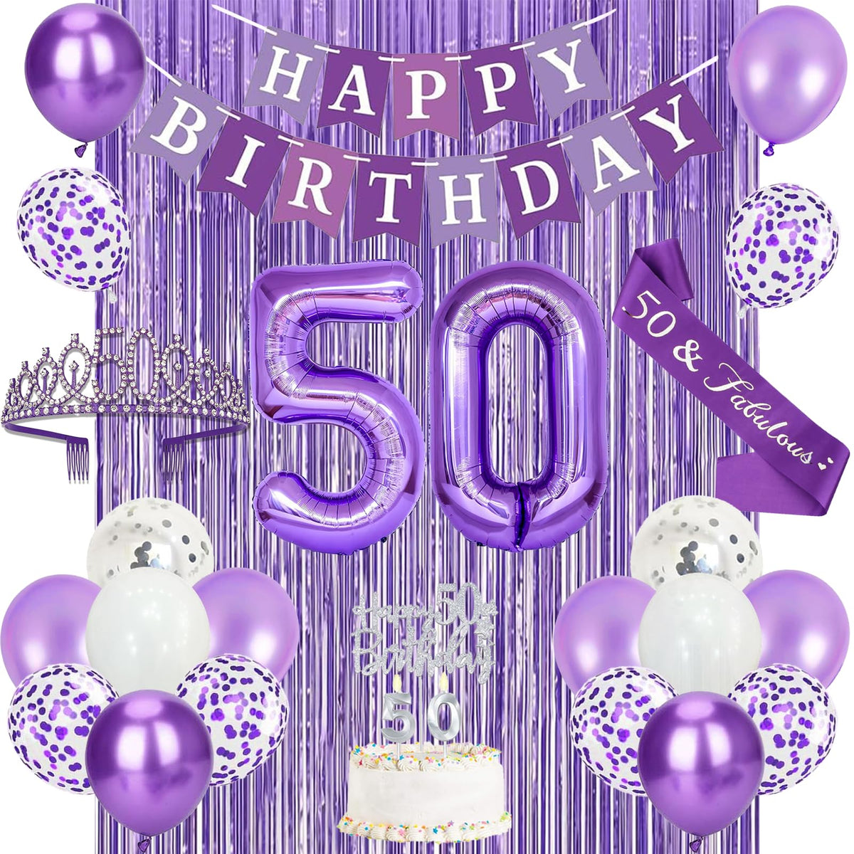 Trgowaul 50th banner in purple decorates the milestone birthday party