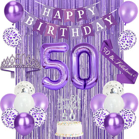 Trgowaul 50th banner in purple decorates the milestone birthday party