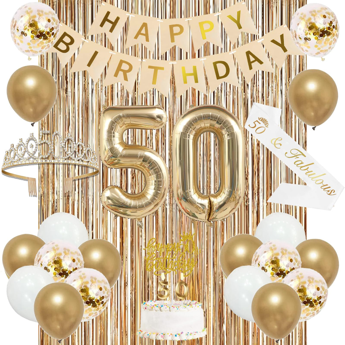 Trgowaul 50th birthday banner creates a polished focal point for celebrations.