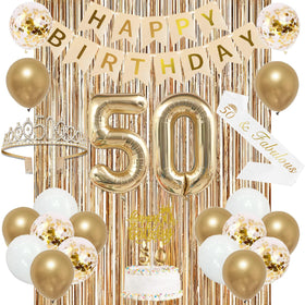 Trgowaul 50th birthday banner creates a polished focal point for celebrations.