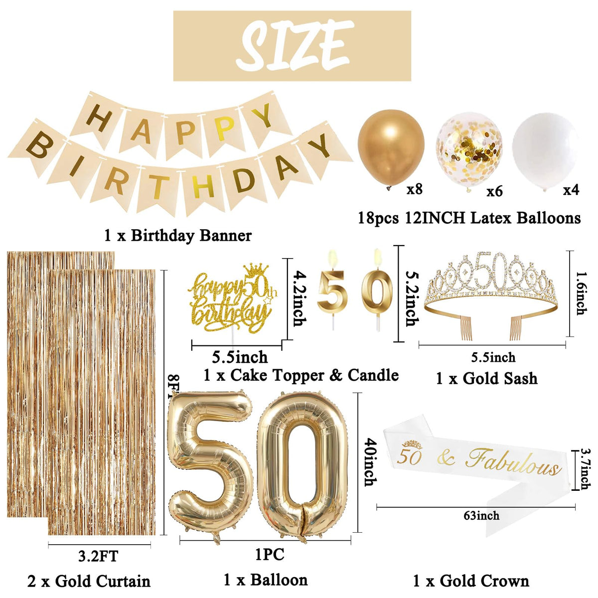 Trgowaul gold 50th sash adds glamorous outfit detail and shine.