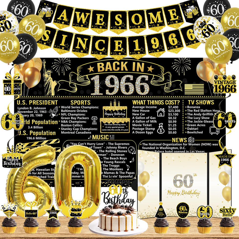 Trgowaul 60th banner adds elegant black-gold style to milestone celebrations.