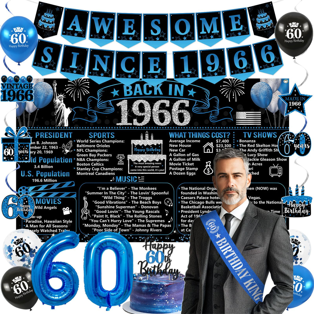 Trgowaul 60th birthday king sash adds elegant photo-ready status