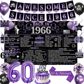Trgowaul back in 1966 poster banner creates a bold 60th birthday backdrop for photos.