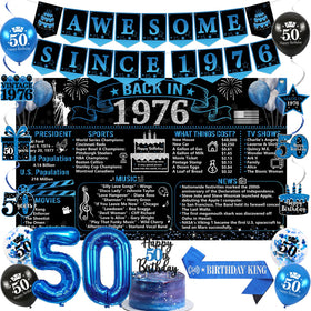 Trgowaul back-in-1976 poster banner for a dramatic 50th birthday backdrop.