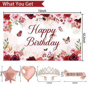 Trgowaul birthday queen sash with glitter rose gold lettering