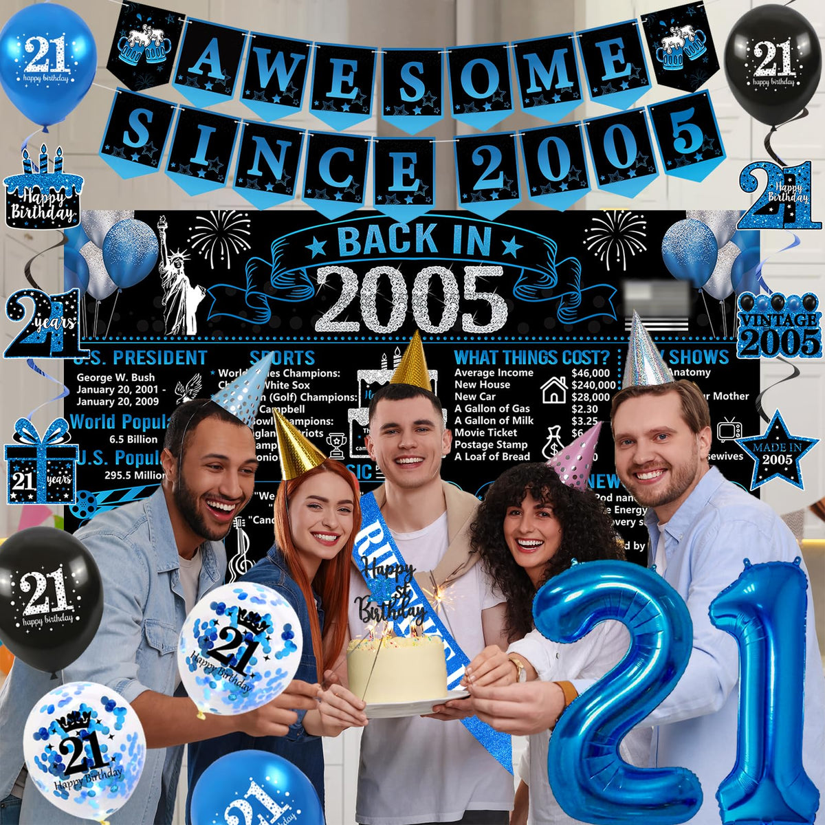 Trgowaul black blue theme banner unifies the set for cohesive decor