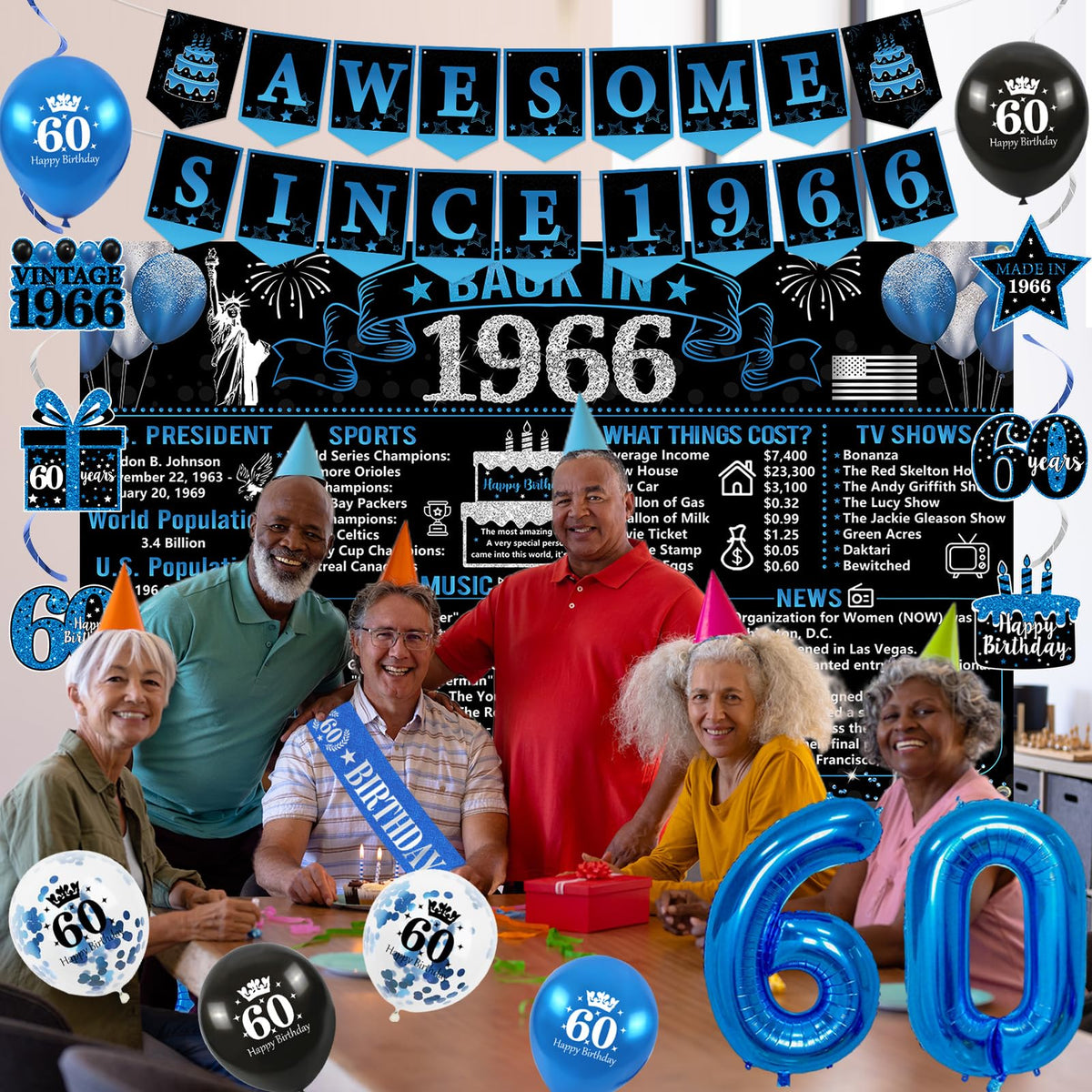 Trgowaul black blue theme poster sets a stylish party color scheme
