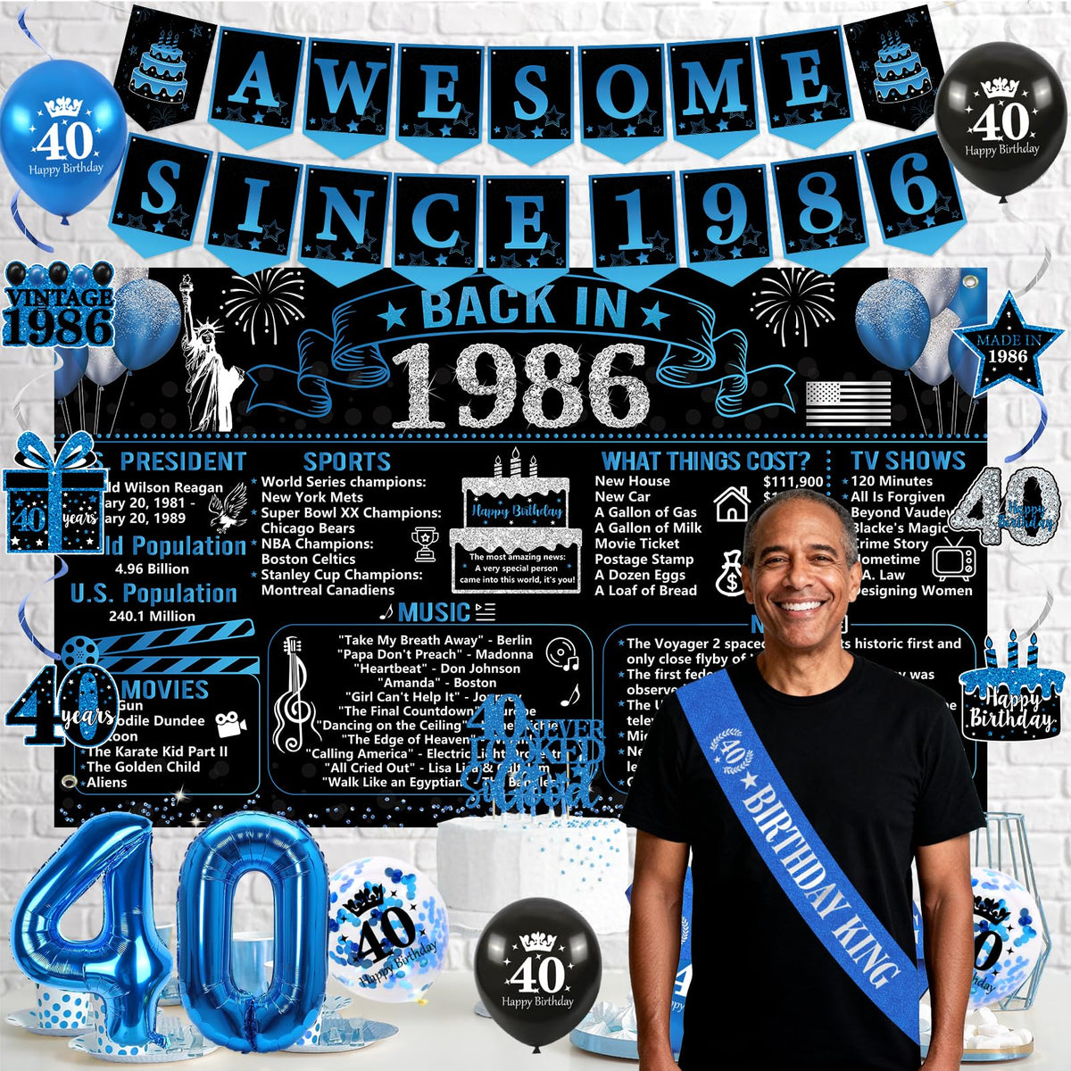 Trgowaul blue aluminum film balloon 40 for eye-catching centerpiece.