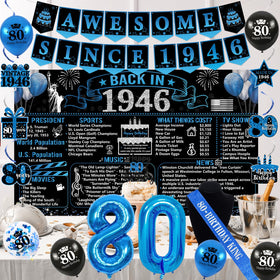 Trgowaul blue foil 80 balloon adds festive sparkle.