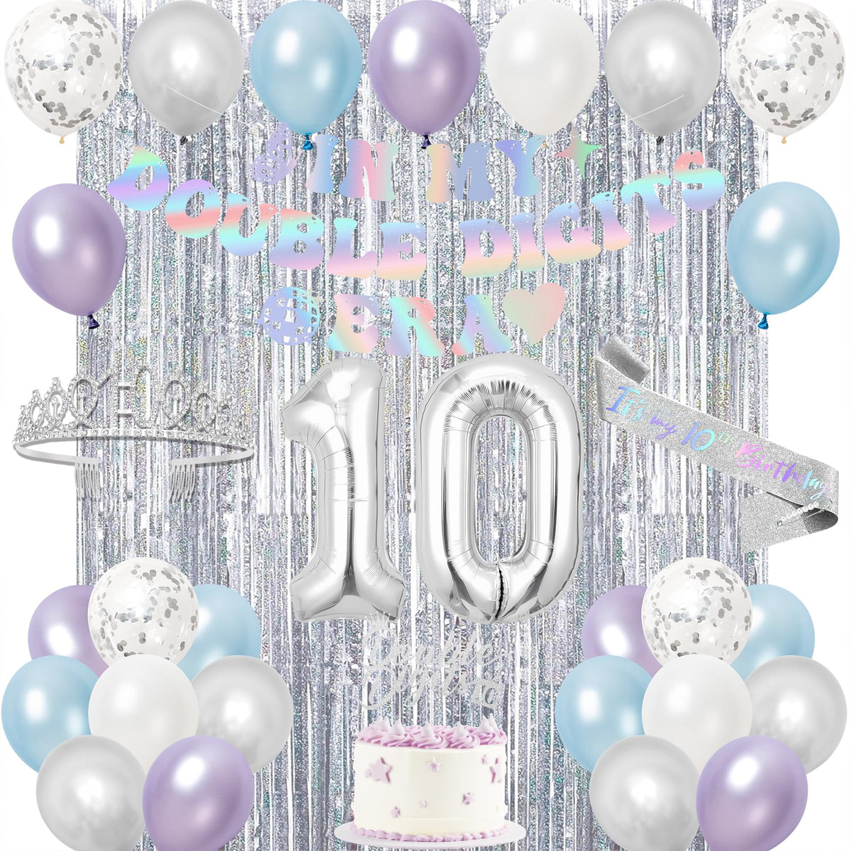 Trgowaul double-digits cake topper highlights the DOUBLE-DIGITS message.