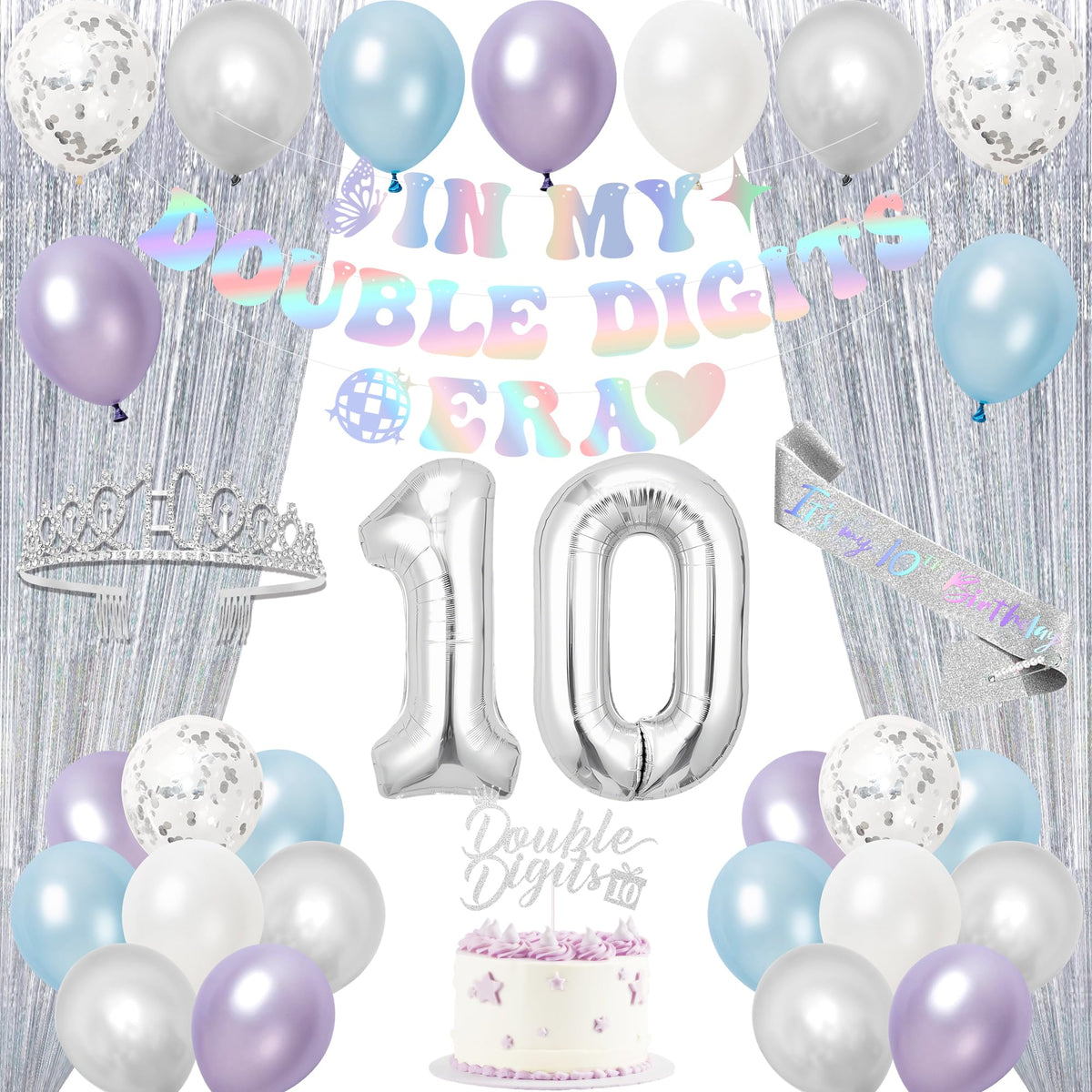 Trgowaul double-digits era banner boosts 10th birthday photo backdrop.
