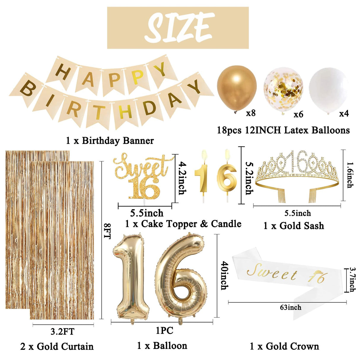 Trgowaul gold sash for Sweet 16 adds elegant finishing touch