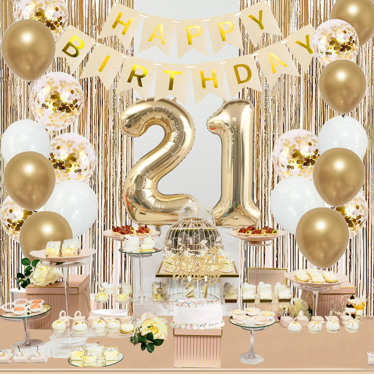 Trgowaul Happy Birthday banner in gold for a polished backdrop
