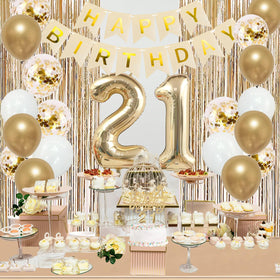 Trgowaul Happy Birthday banner in gold for a polished backdrop