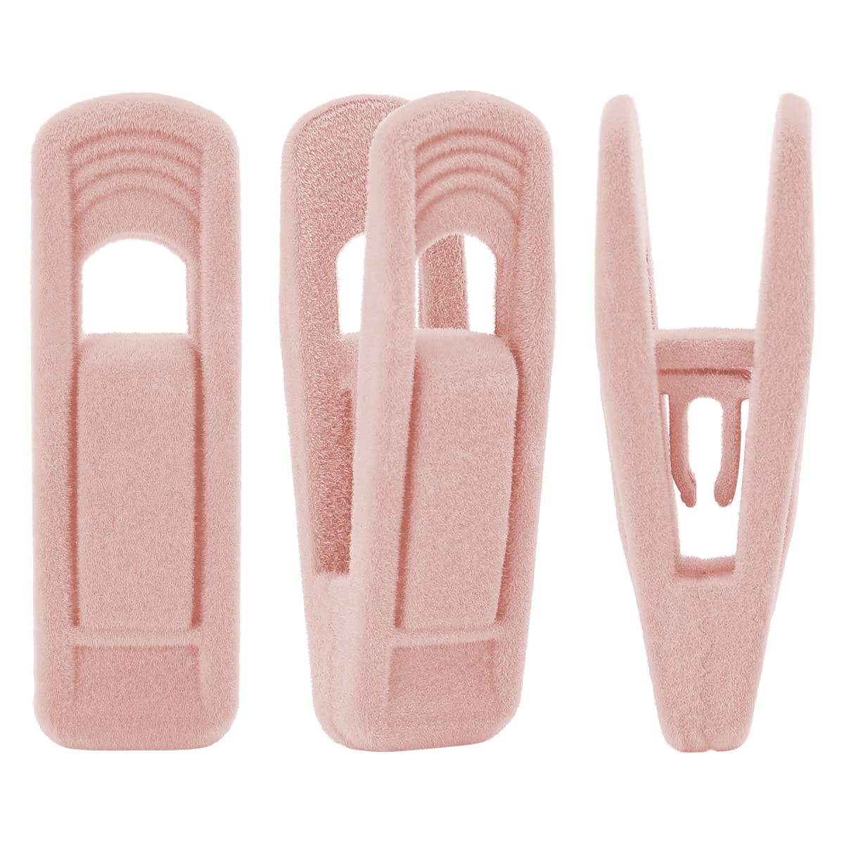 Trgowaul light pink velvet hanger clips securely grip garments with gentle, non-marking hold.