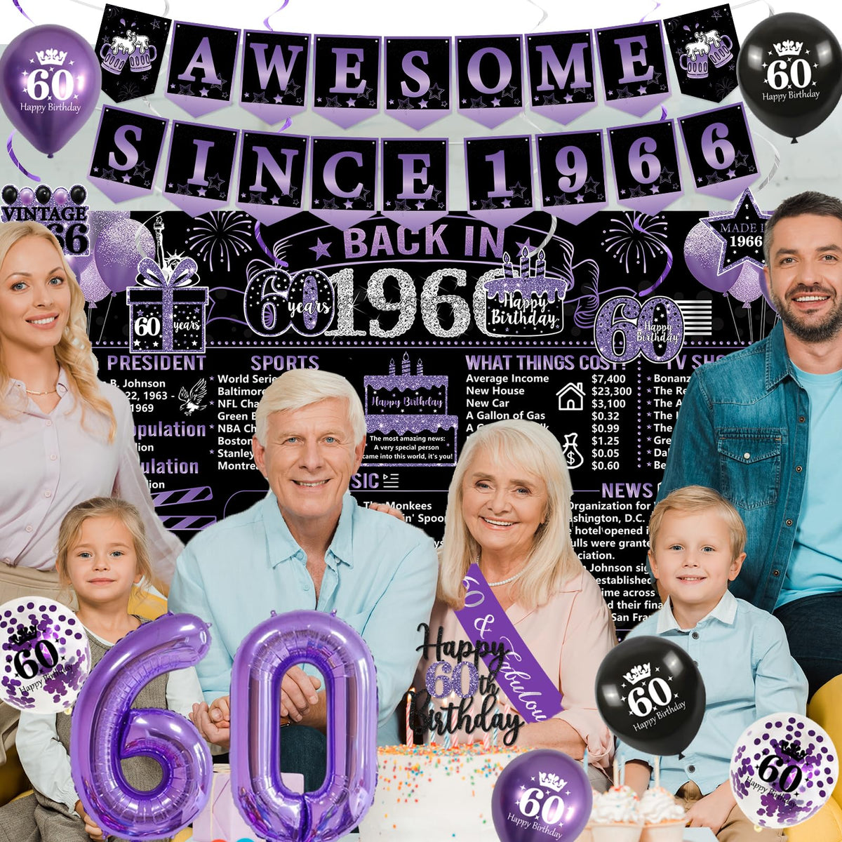 Trgowaul party decor set provides a ready-to-display milestone backdrop.