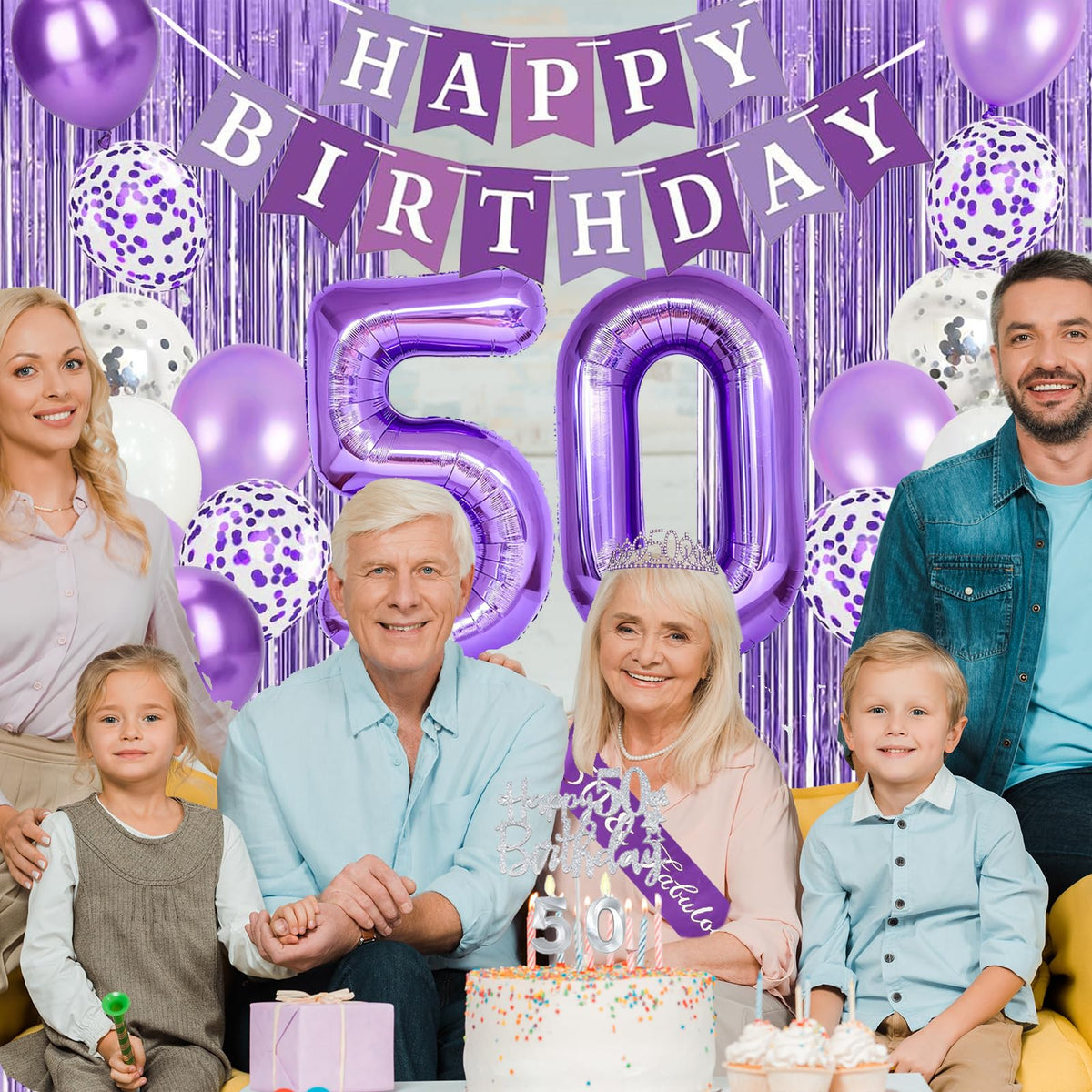 Trgowaul purple fringe curtain creates a festive photo backdrop